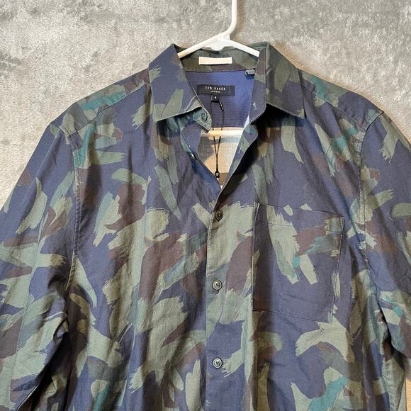 Ted Baker London Men Fielder Camo Print Cotton Button-Up Shirt TB 4 US Large New - Picture 2 of 8